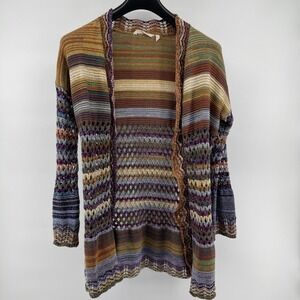 Soft Surroundings Open Front Cardigan Sweater Women's S Multicolor Croche‎ Knit